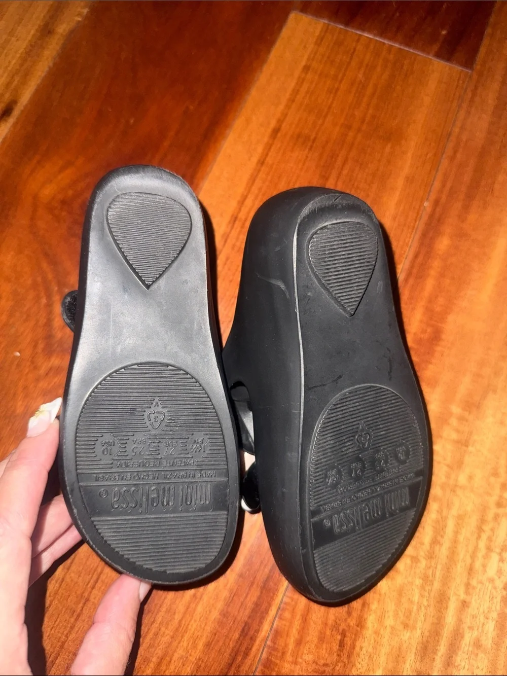 Mini Melissa Black Jelly Shoes with Red and Yellow Mickey & Minnie Appliqués